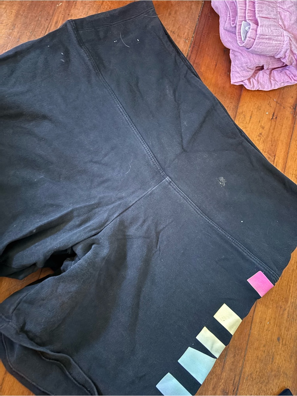PINK Victoria's Secret Black Bike Shorts with Pastel Accent Tabs